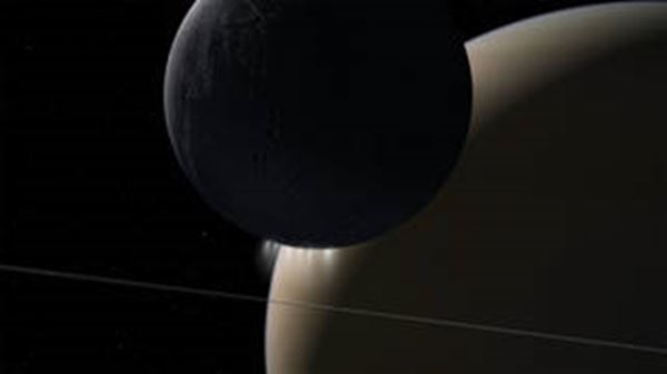 ​토성과 위성 엔켈라두스 [자료사진][출처:NASA 제트추진연구소]​