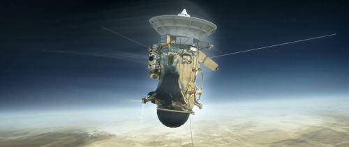 카시니호가 토성 대기권으로 진입하기 전 상상도[NASA/JPL-Caltech 제공]