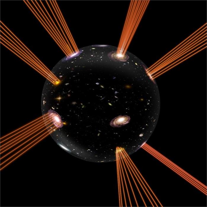 In their article, the scientists propose a new model with dark energy and our Universe riding on an expanding bubble in an extra dimension. The whole Universe is accommodated on the edge of this expanding bubble.