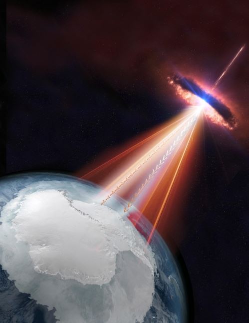 감마선과 고에너지 중성미자를 방출하는 블레이저[IceCube/NASA 제공=연합뉴스]
