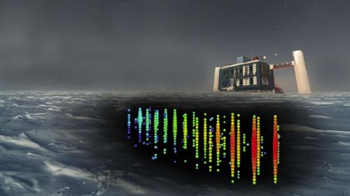 아이스큐브 중성미자 관측소 상상도남극 지하 1.5㎞ 아래의 얼음 1㎦에 광센서 5천160개를 설치한 모습. [IceCube 제공=연합뉴스]