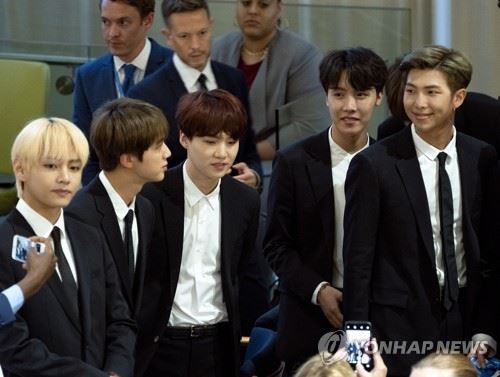 유엔무대 선 방탄소년단[AP=연합뉴스]