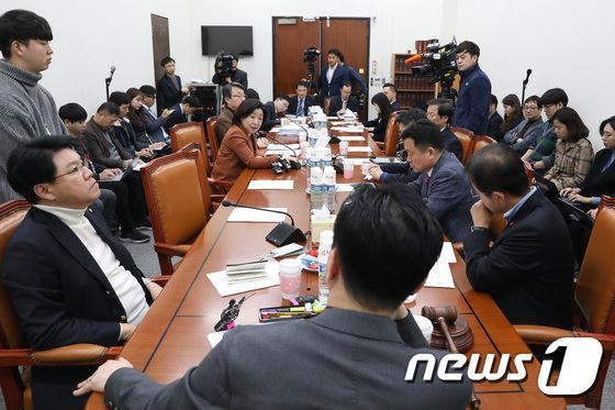김종민 정치개혁특별위원회 제1소위원장(가운데)이 10일 오후 서울 여의도 국회에서 열린 소위를 주재하고 있다. 2019.1.10/뉴스1 © News1 임세영 기자