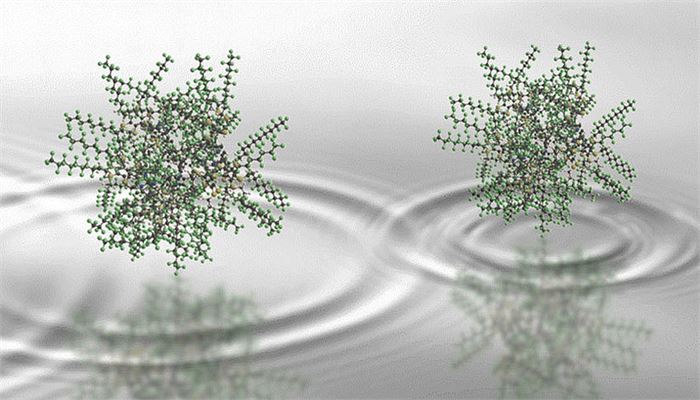 Artistic illustration of the delocalization of the massive molecules used in the experiment (© Yaakov Fein, Universität Wien).