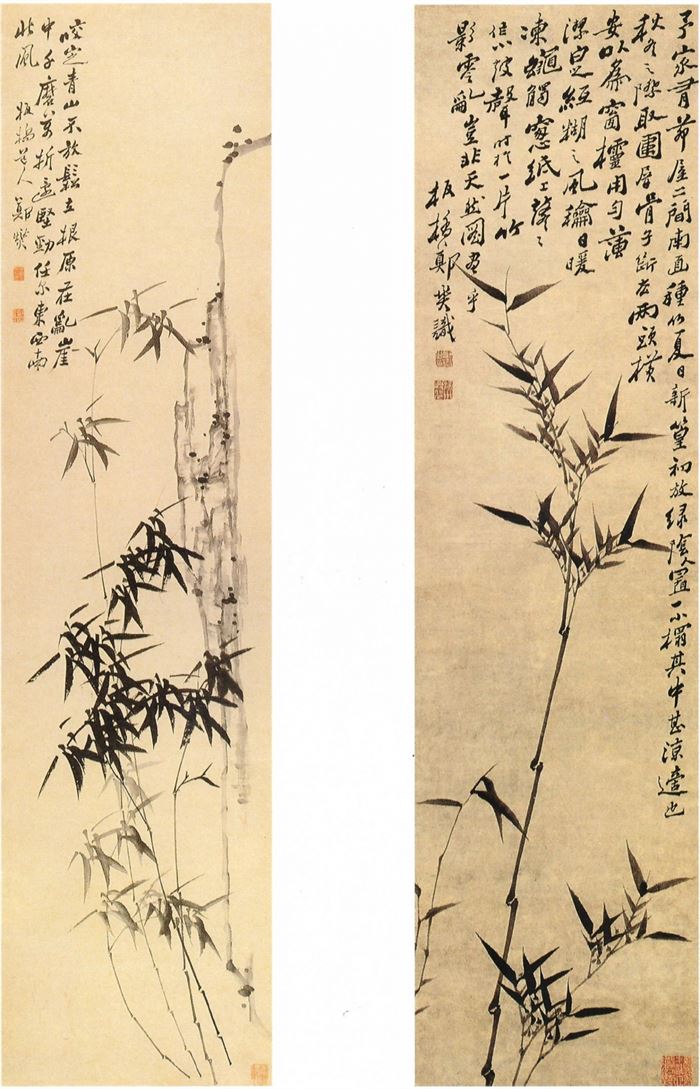 판교 정섭(板橋 鄭燮, 청, 1693-1765), 죽석도(왼쪽)와 묵죽